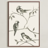 "Birds I" - Art Print in Sand by Teju Reval - Framed