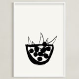 "Life is a bowl of cherries" - Art Print in Black and Off-white by Sonya Percival - Framed