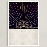 "The Golden Moon Rise" - Art Print in Mysterious Purple by Faiza Khan - Framed