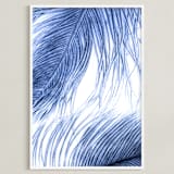 "Fine Feathered I" - Art Print in Midnight Blue by Debra Pruskowski - Framed