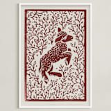 "Lamb Linocut" - Art Print in Rust by Ash Weaver - Framed