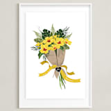 "Hawaii Hibiscus Bouquet" - Art Print in Canary Yellow by Susan Moyal - Framed