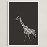 "fading giraffe" - Art Print in Charcoal by Erin Niehenke - Framed