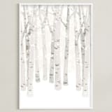 "Birch Woods in Winter" - Art Print in Ivory by Shannon Chen of Four Wet Feet Studio - Framed