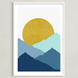 "Mountain Love" - Art Print in Midnight Blue by Sudevi Sen - Framed