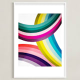 "Rainbow Waves" - Art Print in White by Jen Florentine - Framed