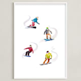 "The Boarders" - Art Print in Fresh Snow by Haley Mistler - Framed