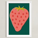 "Berry in Summer" - Art Print in Forest Green by Zhanet Rosenova - Framed