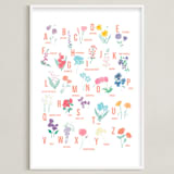 "Flower Alphabet" - Art Print in Peach by Jessica Kelemen - Framed