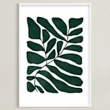"Loopy Leaves I" - Art Print in Hunter green by Kelly Watkins - Framed