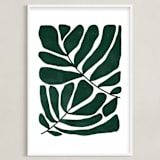"Loopy Leaves II" - Art Print in Hunter green by Kelly Watkins - Framed