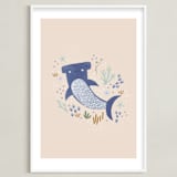 "Sharky cute" - Art Print in Blush by Tati Abaurre - Framed
