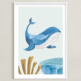 "Ocean Friends I" - Art Print in Whale by Teju Reval - Framed