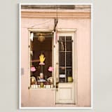 "New Orleans French Quarter Pink Wall" - Art Print in pale pink by Kathy Van Torne - Framed