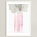 "Cloud and rain" - Art Print in Blushing Pink by Kanika Mathur - Framed