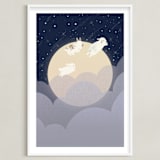 "What We Dream At Night" - Art Print in Midnight Blue by Carol Lin - Framed