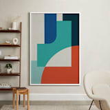 "Red Sun" - Art Print in Turquoise by Jennifer Morehead - In a Room