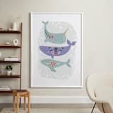 "Folk Whales" - Art Print in Mint by Hannah Williams - In a Room