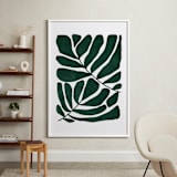 "Loopy Leaves II" - Art Print in Hunter green by Kelly Watkins - In a Room