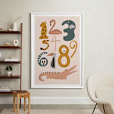 "Safari Friends Numerals" - Art Print in Flamingo by Jenna Holcomb - In a Room