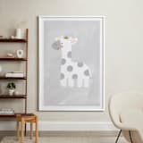 "Dream Big Elephant And Giraffe" - Art Print in Soft Grey by Patrice Horvath - In a Room