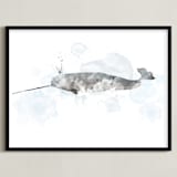 "Whale Series Two" - Art Print in cement grey by Shirley Lin Schneider - Framed