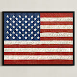 "Rustic American Flag" - Art Print in Navy Blue by Amy Marsh - Framed