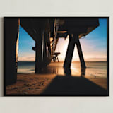 "Venice Beach Rays" - Art Print in Bright Blue by Christian Florin - Framed