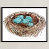 "Bird's Nest" - Art Print in Robin's Egg Blue by Haley Moore - Framed