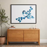 "Blue Chickadee II" - Art Print in Blue by Stephanie Toral - In a Room