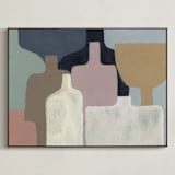 "Vessels on Display 2" - Art Print in Coffee Beige by Bethania Lima - Framed Canvas
