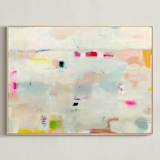 "Dotted Dash" - Art Print in Wheat by Lindsay Megahed - Framed Canvas