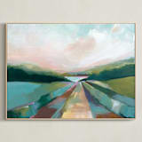 "The Lake Trail" - Art Print in Lake Green by AlisonJerry - Framed Canvas