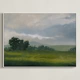 "Broken Clouds" - Art Print in Stormy Green by Stephanie Goos Johnson - Framed Canvas