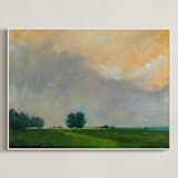 "Together at Sunrise" - Art Print in Illuminated Green by Stephanie Goos Johnson - Framed Canvas