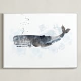 "Whale Series One" - Art Print in charcoal grey by Shirley Lin Schneider - Framed Canvas