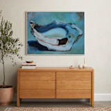"Oyster Blues" - Art Print in Peacock Blue by Christa Wall - In a Room