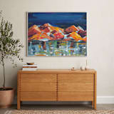 "Midnight Mountains" - Art Print in Midnight Blue by Holly Royval - In a Room