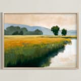 "Morning Shore I" - Art Print in Summer Blue by Stephanie Goos Johnson - Framed