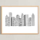 "Linear Cityscape" - Art Print in Black by Daniela - Framed