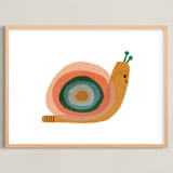 "Paper Snail" - Art Print in Apricot by Carrie Moradi - Framed