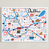 "I Love Dallas" - Art Print in Blue by Jordan Sondler - Framed