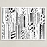 "Linear City" - Art Print in Monochrome by Daniela - Framed