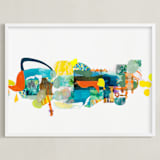 "The Lake and the Trees" - Art Print in Juicy Orange by Erin McCluskey Wheeler - Framed