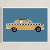 "New York" - Personalized Art Print in Taxi by Jenna Holcomb - Framed