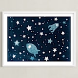 "Through space and time" - Art Print in Prussian blue by raven erebus - Framed