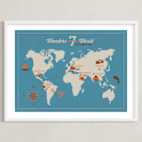 "Seven Wonders" - Art Print in Sea by Shari Margolin - Framed