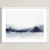 "Alaska from Sea" - Art Print in Navy by Kelsey McNatt - Framed