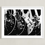 "Guitars, Monochrome" - Art Print in Black by Jason - Framed