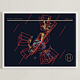 "Particle Accelerator Horizontal" - Art Print in Deep Space Blue by Tyler Tea - Framed